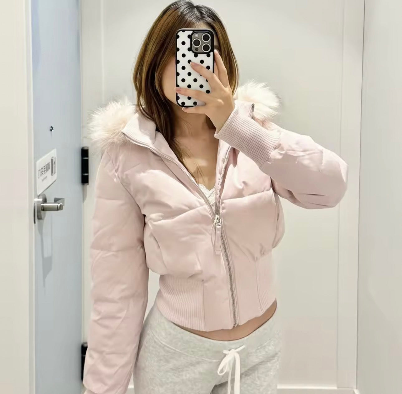 Fashion Women's Cotton Jacket Fur Collar Zipper Slim Waist Pocket Warm Thicken Coat Autumn Winter Hooded Jacket Lady Outwears