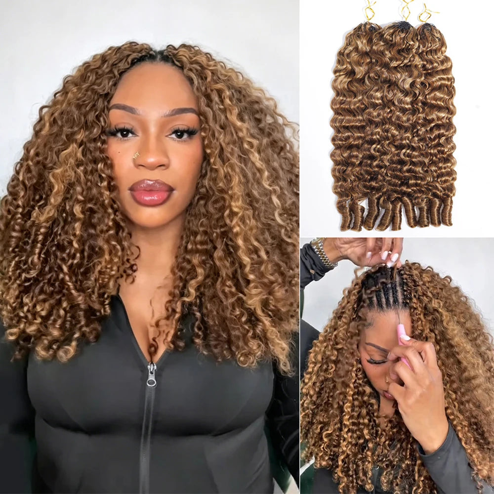 Highlight Miracle Knots Crochet Human Hair Extensions Burmese Curly Crochet Hair Braids Feather Human Crochet Hair For Braiding