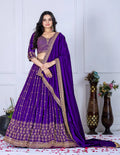 Embroidered V-Neck Semi-Stitched Heavy Vichitra Silk Wrinkle-Free Reversible Lehenga Choli Unstitched Blouse Dupatta Wedding