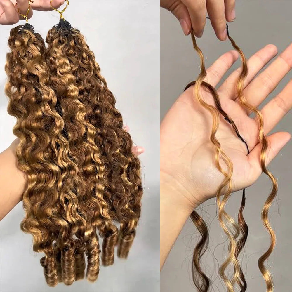 Highlight Miracle Knots Crochet Human Hair Extensions Burmese Curly Crochet Hair Braids Feather Human Crochet Hair For Braiding