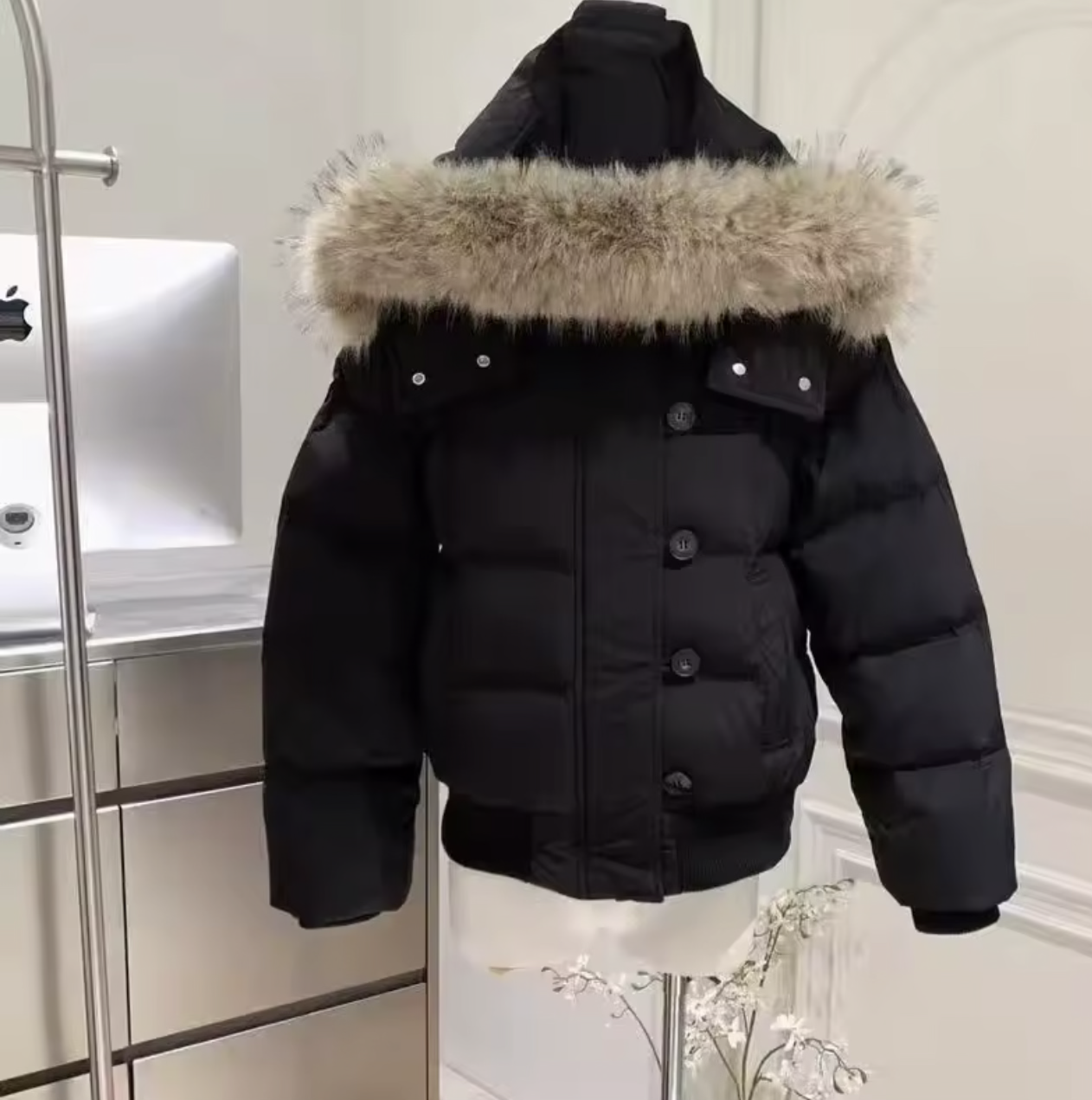 American Retro Fur Collar Warm Solid Color Women Hooded Cotton Coat Ins Winter Loose Casual Slim Cotton Coat Jackets