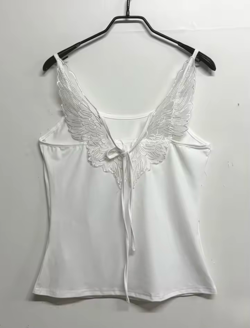 Angel Wings Vest 3D Embossed Wings Embroidery Spaghetti Strap Vest Y2K Women Gothic Fashion Summer Sexy Slim Backless Short Top