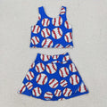 Baby Girl Clothes Kids Sets Toddler Girls Summer Athletic Acive Wear with Blue Castles Yoga Vest Top Sports Skorts Dresses