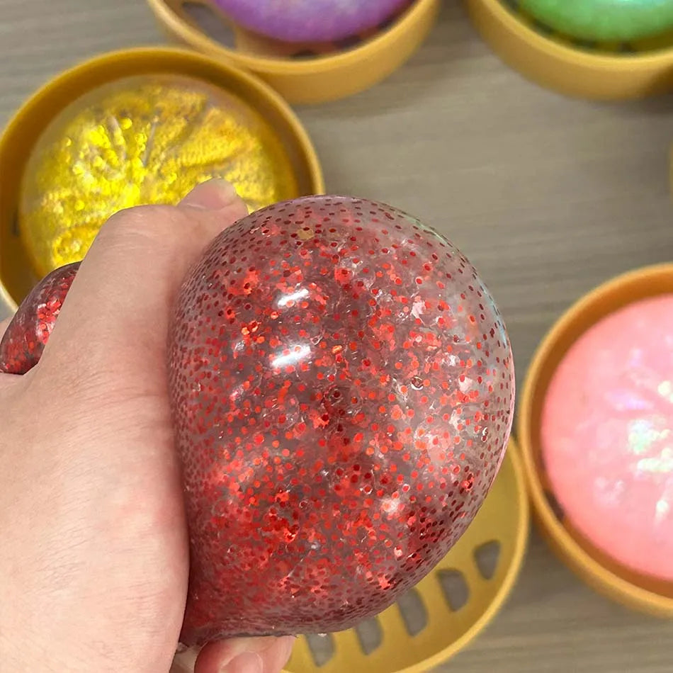 2026 Hot Colorful Dumpling Squishes Stress Balls Fidget Sensory Toys Simulation Food Squishies Bun with Steamer Squeeze Gifts