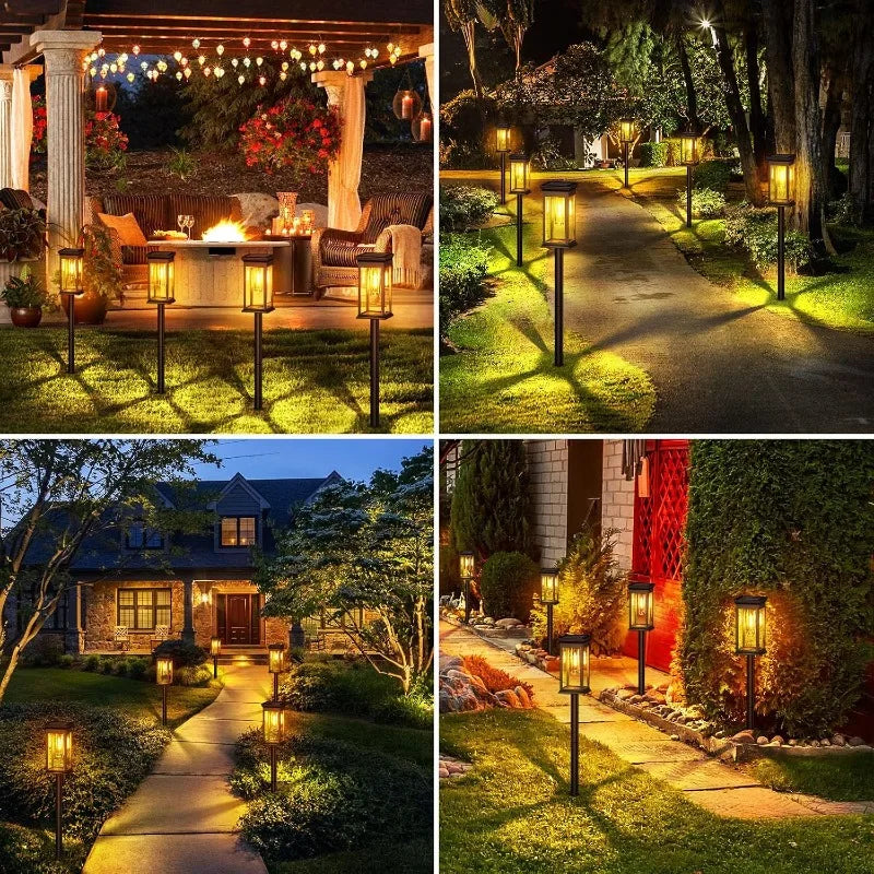 Solar Garden Lights LED Solar Pathway Lights Outdoor Waterproof Auto On/Off for Landscape Yard Walkway Lawn Lighting Warm White