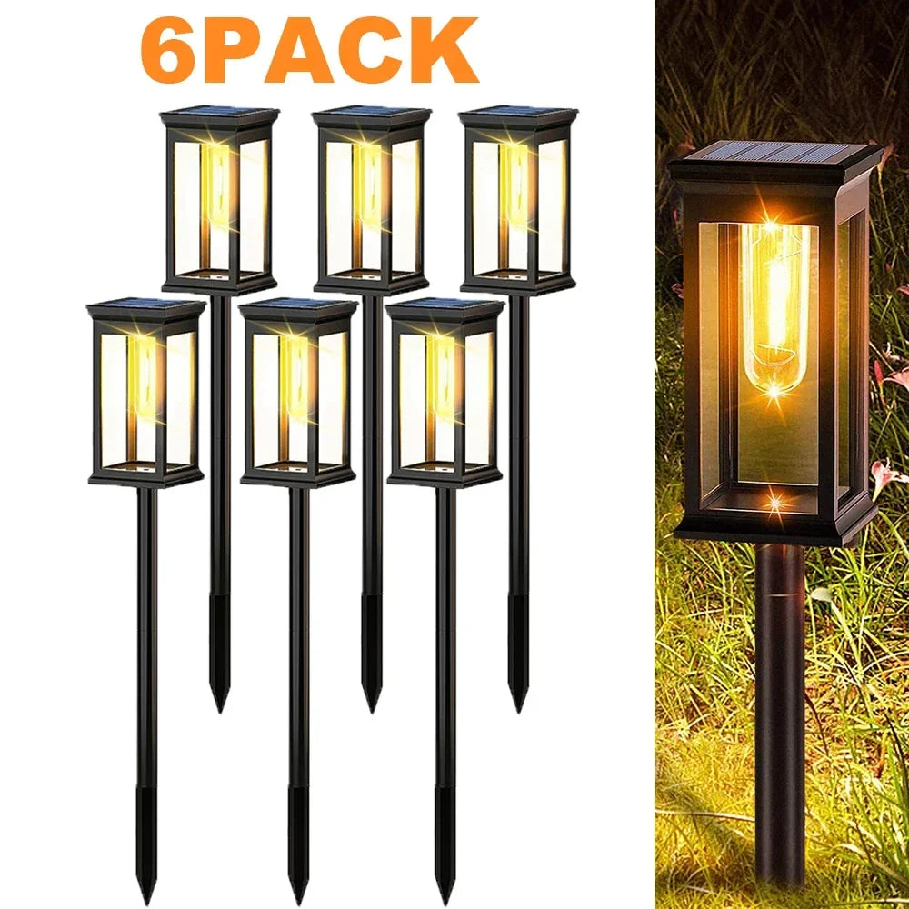Solar Garden Lights LED Solar Pathway Lights Outdoor Waterproof Auto On/Off for Landscape Yard Walkway Lawn Lighting Warm White