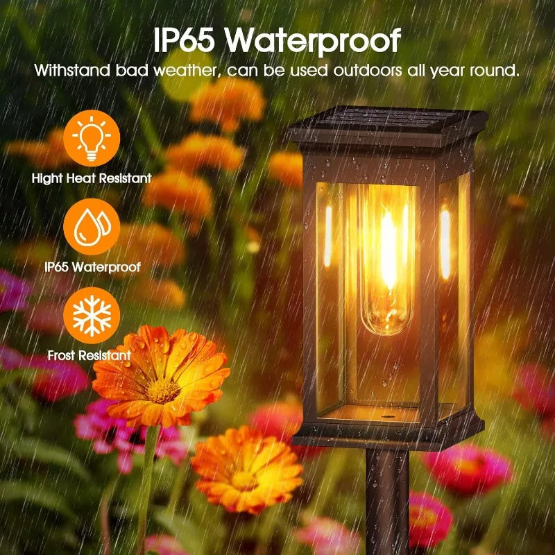 Solar Garden Lights LED Solar Pathway Lights Outdoor Waterproof Auto On/Off for Landscape Yard Walkway Lawn Lighting Warm White
