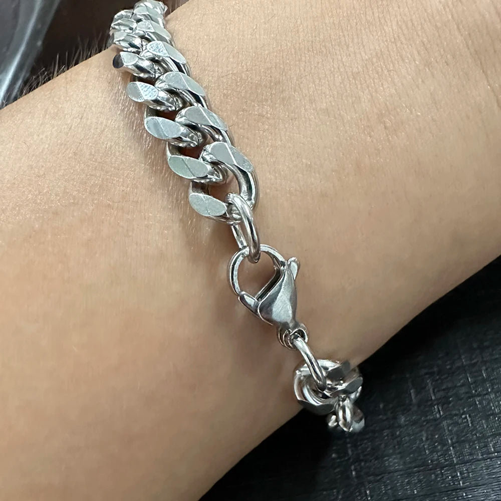 Blingminer In High Quality 316L Stainless Steel Bracelets For Men Women No Fade NK Chain Goth Jewelry Free Shipping