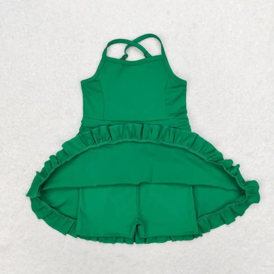 Baby Girl Clothes Kids Sets Toddler Girls Summer Athletic Acive Wear with Blue Castles Yoga Vest Top Sports Skorts Dresses