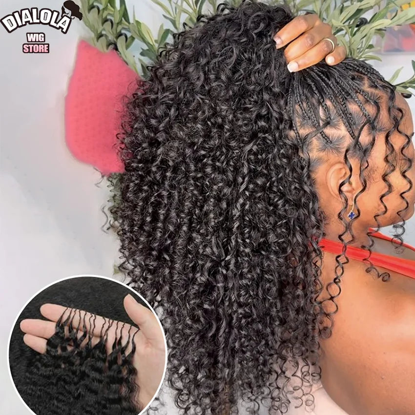 Deep Wave Feather Crochet Human Hair For Braiding Curly Human Hair Extensions Knotless Pre-Separated Feather Crochet Hair