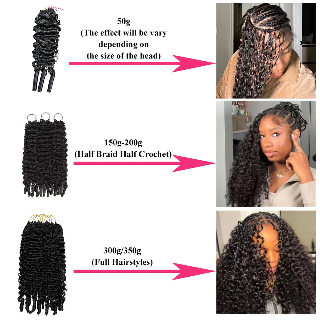 Miracle Knots Hair Feather Crochet Human Hair Crochet Braids Burmese Curly Crochet Hair Extension Feathered Human Crochet Hair