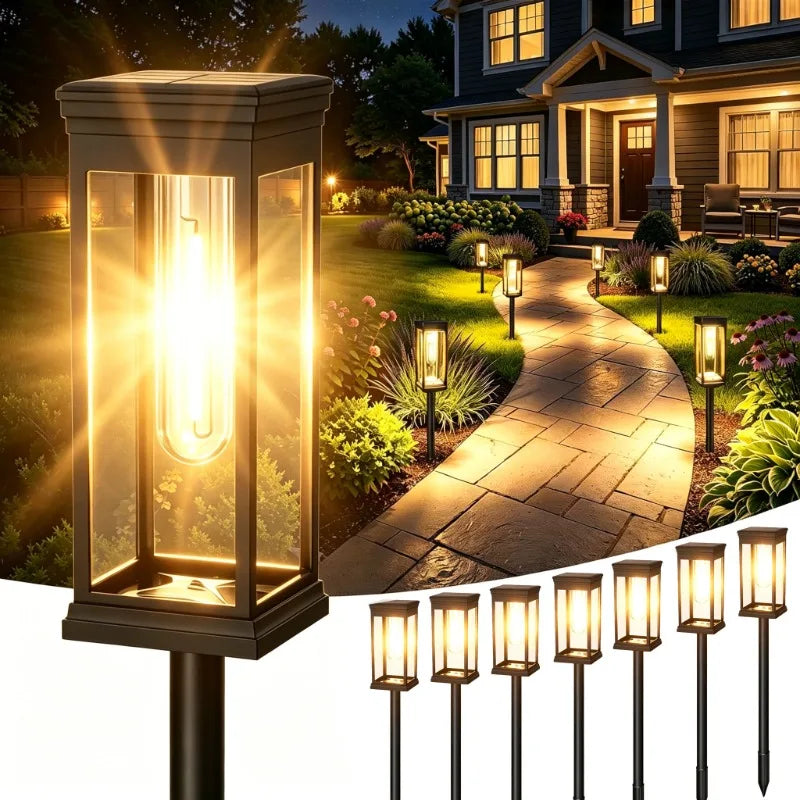 Solar Garden Lights LED Solar Pathway Lights Outdoor Waterproof Auto On/Off for Landscape Yard Walkway Lawn Lighting Warm White