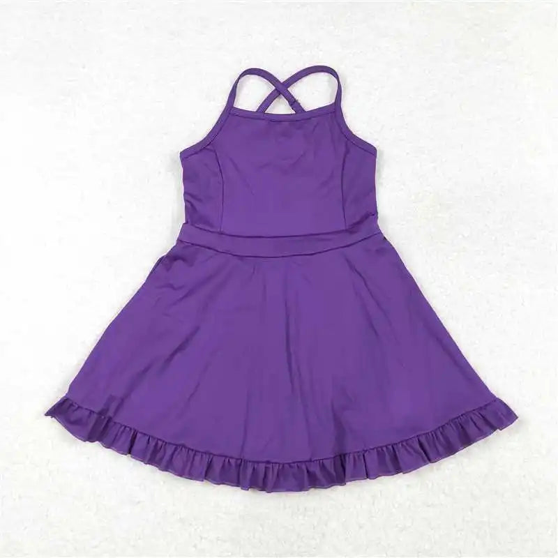 Baby Girl Clothes Kids Sets Toddler Girls Summer Athletic Acive Wear with Blue Castles Yoga Vest Top Sports Skorts Dresses