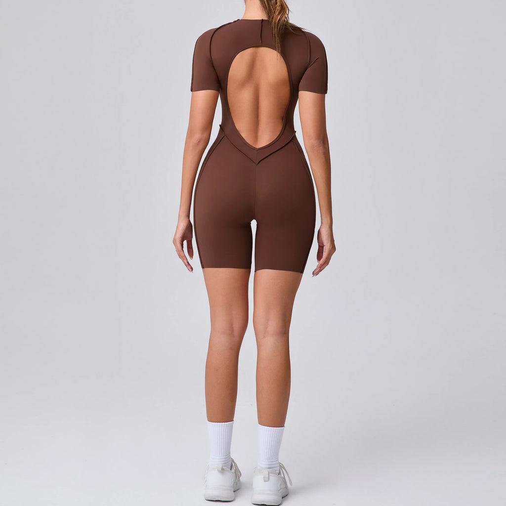Short Jumpsuit Gym Clothes For Women Sportswear Fitness Overalls Backless Scrunch Booty Yoga Suit Sports Set Outfit