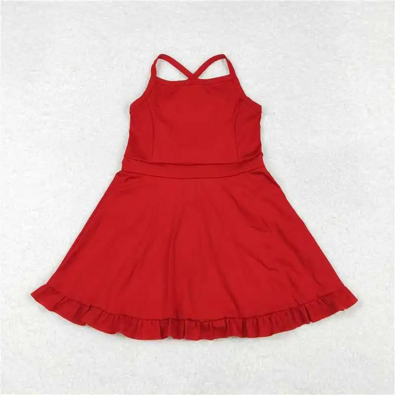 Baby Girl Clothes Kids Sets Toddler Girls Summer Athletic Acive Wear with Blue Castles Yoga Vest Top Sports Skorts Dresses