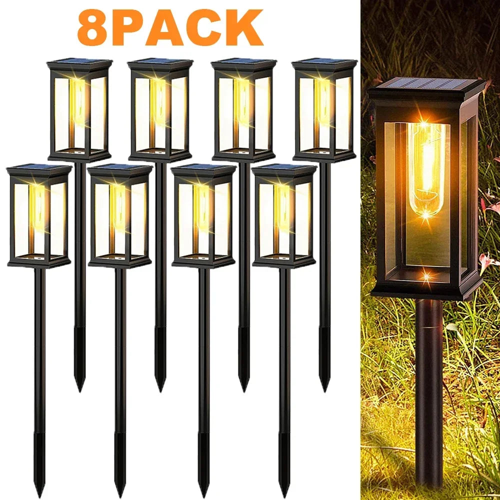 Solar Garden Lights LED Solar Pathway Lights Outdoor Waterproof Auto On/Off for Landscape Yard Walkway Lawn Lighting Warm White