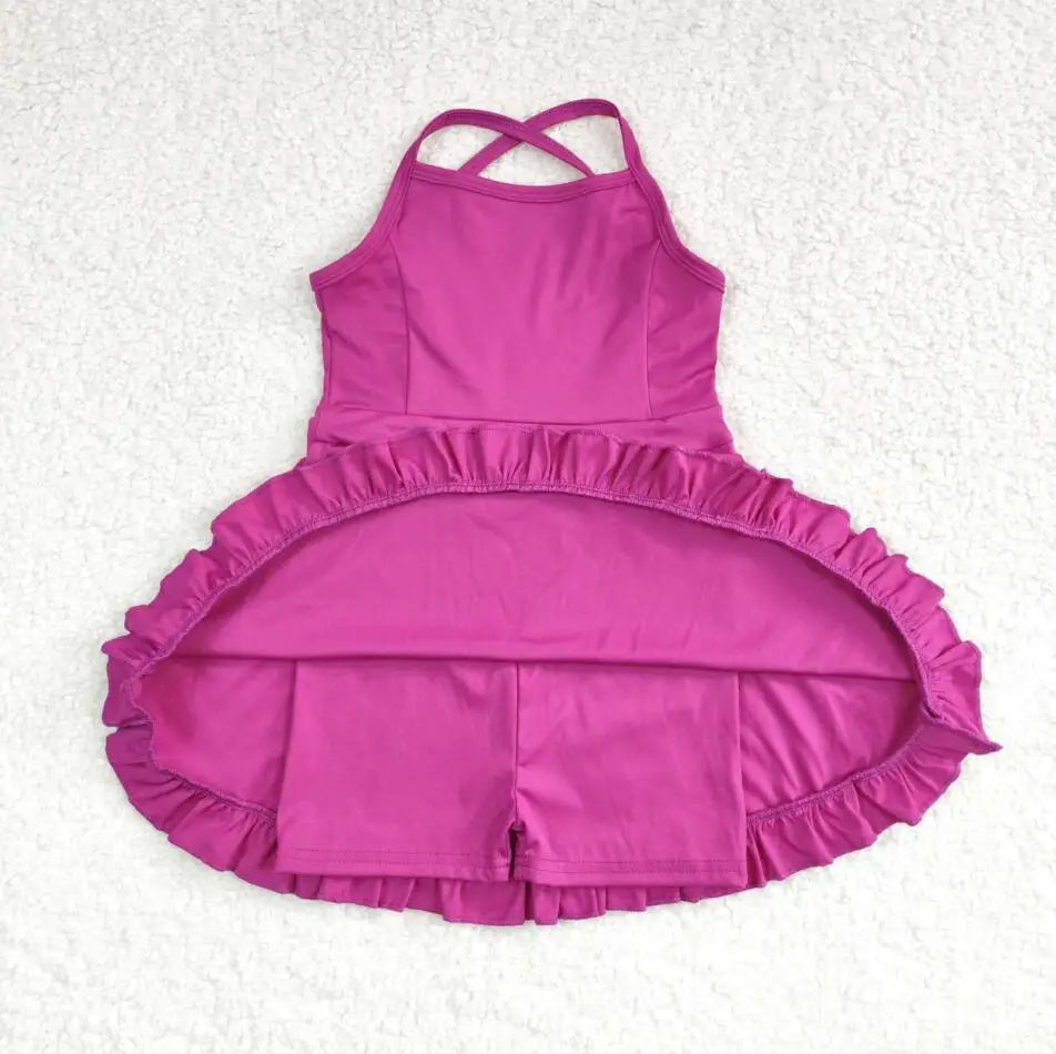 Baby Girl Clothes Kids Sets Toddler Girls Summer Athletic Acive Wear with Blue Castles Yoga Vest Top Sports Skorts Dresses