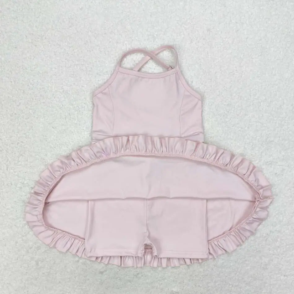 Baby Girl Clothes Kids Sets Toddler Girls Summer Athletic Acive Wear with Blue Castles Yoga Vest Top Sports Skorts Dresses