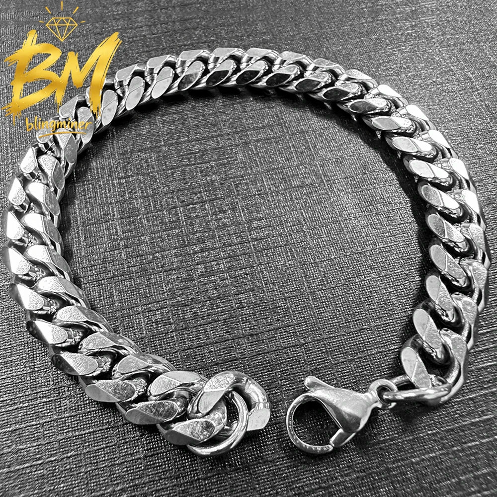 Blingminer In High Quality 316L Stainless Steel Bracelets For Men Women No Fade NK Chain Goth Jewelry Free Shipping
